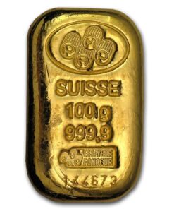 100 Gram Gold Bar – PAMP Suisse (Cast w/Assay)
