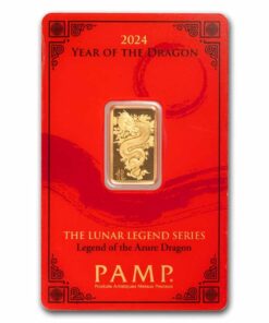 5 Grams Gold Bar – 2024 PAMP Suisse Lunar Legend Azure Dragon