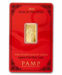 5 Grams Gold Bar – 2025 PAMP Lunar Legend Series White Snake (In Assay)